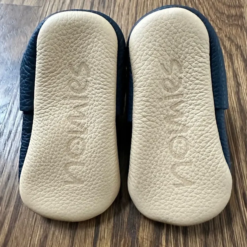 Nomies leather t-strap baby booties, NWT, navy blue size 2